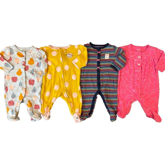 Carter's Other - Carters Sleepers Girl 3 Months Lot Rompers Outfits Sleep N Plays Bundle Fruit